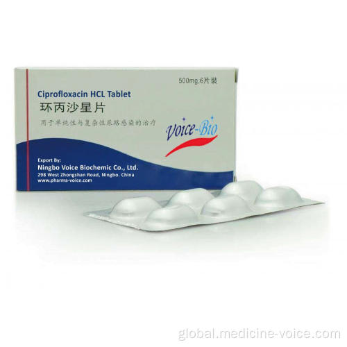 Ciprofloxacin 500mg Film-Coated Tablets GMP Ciprofloxacin HCl tablet 500mg  use Factory